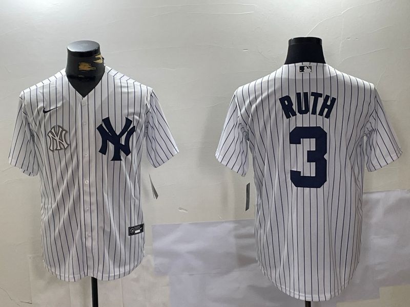 Men New York Yankees #3 Ruth White stripe Game 2024 Nike MLB Jersey style 10081->indianapolis colts->NFL Jersey